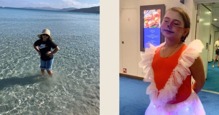 Amira monte &agrave; bord d'un bateau de croisi&egrave;re