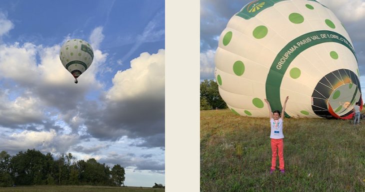 Eline monte &agrave; bord d'une montgolfi&egrave;re