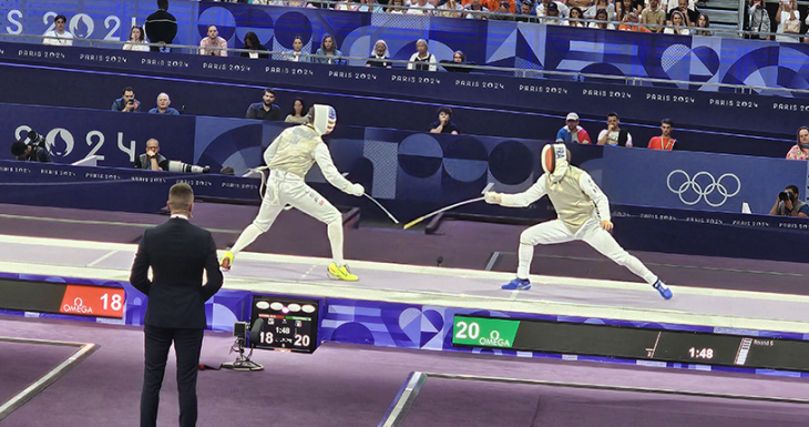 Thomas assiste à la finale d'une épreuve des JO2024