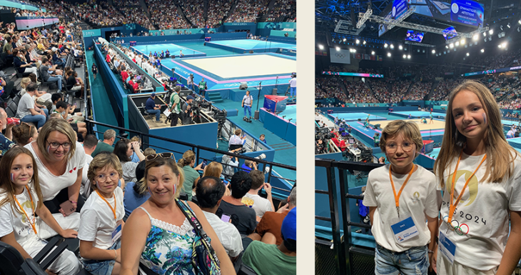 In&egrave;s et Coline assistent &agrave; l'&eacute;preuve de Gymnastique