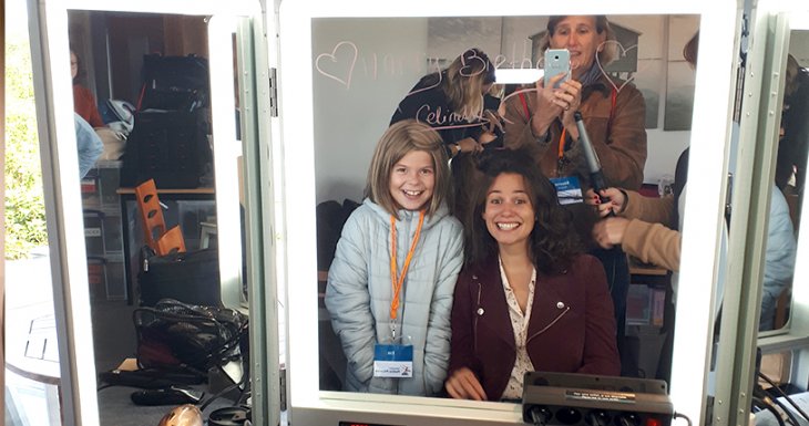 Eva sur le tournage de la série Clem