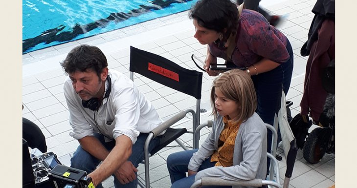 Eva sur le tournage de la série Clem