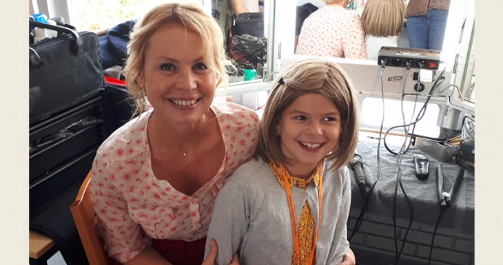 Eva sur le tournage de la série Clem