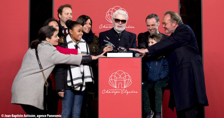 Illumination des Champs-&Eacute;lys&eacute;es avec Karl Lagerfeld